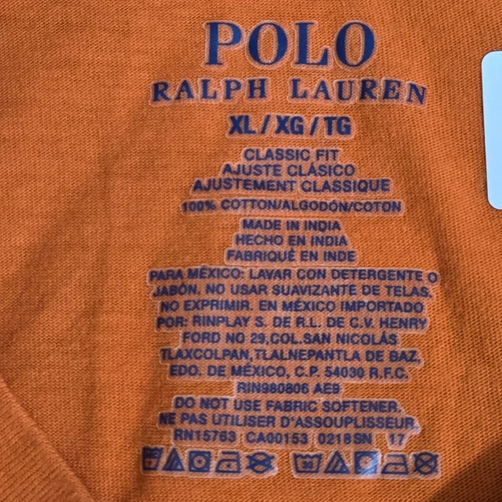 Polo Ralph Lauren Men Shirt XL Orange Embroidered Logo Classic Short Sleeve READ